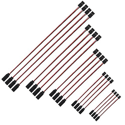 ShareGoo 20 Pieces JR Male to Female 3-Pin Servo Extension Cable Cord RC Receiver Wire Connectors for RC Car Helicopter Boat Servo Receiver Flight Controller Board Connection (5 Sizes)
