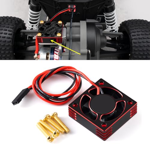 RC Motor Cooling Fan for 1/8 1/10 1/12 RC Car，Black + Red | Aluminum Alloy，30x30mm，RC Model Heatsink，28000RPM ESC Cooling Fan，540 550 Brushless Motor