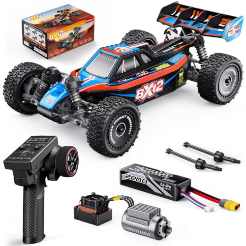 1/12 Brushless RC Cars for Adults,Remote Control Car for Fast RTR | Max 42 MPH 4X4 High Speed Racing RC Buggy with 3S 2200 mAh Battery,Fast Off-Road RC Truck,Suitable as Giftfor Beginner-Blue - color: Blue