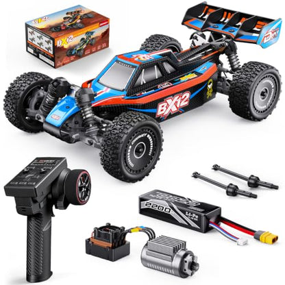 1/12 Brushless RC Cars for Adults,Remote Control Car for Fast RTR | Max 42 MPH 4X4 High Speed Racing RC Buggy with 3S 2200 mAh Battery,Fast Off-Road RC Truck,Suitable as Giftfor Beginner-Blue - color: Blue
