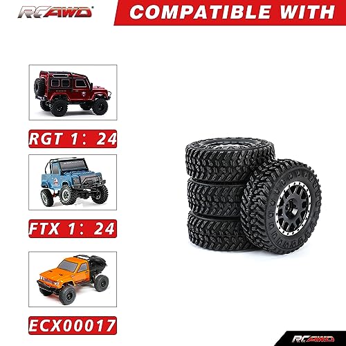 RCAWD Alum Barrage Beadlock Wheels and Tires for 1/24 ECX Barrage RGT FTX 1/24 Series Upgrades Part