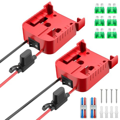 Kzreect 2Pack for Power Wheel Adapter Compatible with Milwaukee 18V Battery | 12AWG, Wire Terminals, 30A Fuse Holder, Switch, Battery Converter Kit for DIY Ride-On Car Toys LED Projects, Easy to Secure