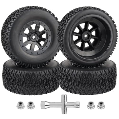 HobbyPark Pre-Glued RC Tires and Wheels 12mm Hex for 1/10 Scale RC Short Course Truck Traxxas Slash 4x4 2WD BL-2S, Redcat Blackout XTE SC TR10, Losi 22S SCT, 4PCS (Style C) - style: Style C
