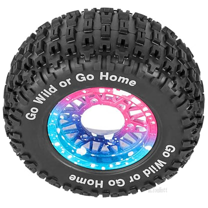 RC Wheels Tires Truck Tires 12mm/14mm/17mm Hex for 1/10 Slash 4×4 4WD 2WD/Axia1/Arrm a Senton/Redca t/Rc4w d,w/RC Wheels Hex Detachable Replace Running on Off-Road Tires,Colorful - color: Colorful- (Wheel Tires)
