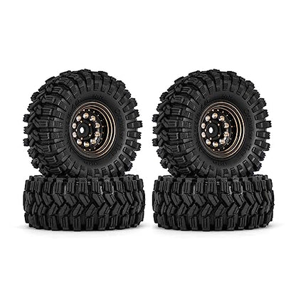 INJORA Black Coating Brass 1.0 Beadlock Wheel Tires Set for 1/24 1/18 RC - color: Black