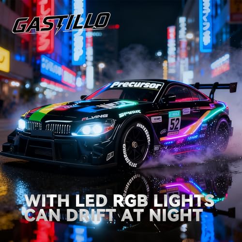 1/16 Scale RC Drift Car for Kids, 4WD Remote Control Race Car, 20KM/H, 2.4Ghz, with LED, for Boys Age 6 7 8-12 13 14 Year Old, Birthday Gifts for Kids