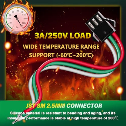 15 Pieces JST SM 2.5mm 3 Pin 20AWG Flexible Silicone Connector Kit | Premium Automotive Wiring, Heavy Duty Terminals, Reliable Circuit Board, High Temperature Housing, Easy Project Assembly - size: 3-Pin, style: JST-SM-M