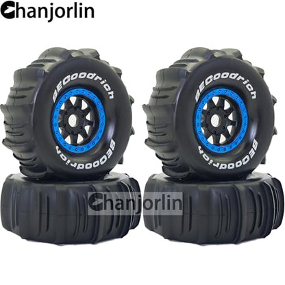 1/7 1/8 RC Off Road Truck Wheels 17mm Hex And Tires OD 5.5" Short Course Snow Sand Tyres For 1:7 1:8 Scale Buggy Truck Car TRAXXAS UDR FS Atom ARRMA Mojave 6S EXB YK4072 DF7 TB7 4PCS (Blue)