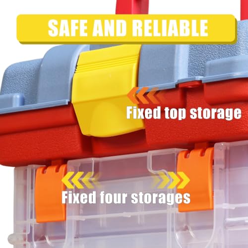 Torin Portable Tool Box, Small Parts Organizer with Drawers, tackle box | Customizable Compartments for Hardware, Fishing Tackle, Beads, or Crafts - size: 11IN