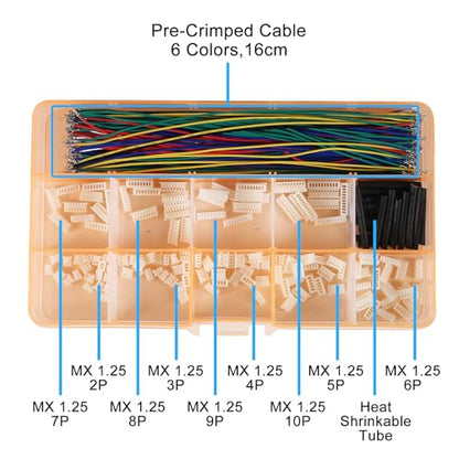 1.25mm Connectors Plug Kit with 15cm Pre-Crimped Cable Wire 2/3/4/5/6/7/8/9/10/12 PIN House Compatible with JST GH Molex PicoBlade Connector 1.25mm Pitch - color: Orange