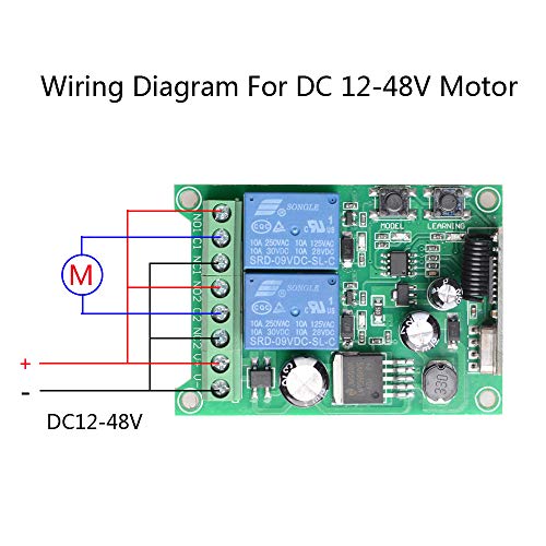 Universal Wireless Remote Control Switch DC 12V 24V 36V 48V 2CH 10A Relay Receiver Module with 2 Channel RF Remote Transmitter for Various Wireless Controls