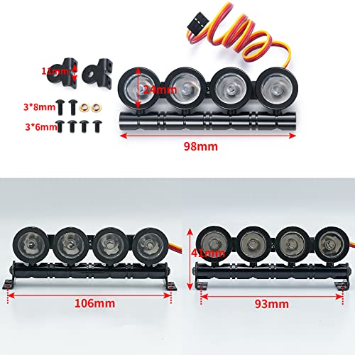 SCX10 TRX4 LED Light Bar LED Lamp Kit 4 LEDs Body Shell Roof Lights | RC Crawler LED Light Bar Kit Roof Spotlight Light for TRX4 SCX10 90027 SCX10 II 90046 D90 1/10 RC Car (White) - color: White