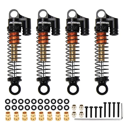 RCAWD RC Shocks Parts for FMS EAZYRC ROC HOBBY FCX24 1/24 & 1/18 Crawlers Upgrades, Front & Rear Shock Absorber Damper Aluminum Adjustable #C3002 Black - color: Black