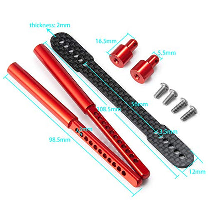 Que-T Metal Front Rear Body Mount for 1/10 Axial SCX10 II 90046 90047 (Red) - color: Red