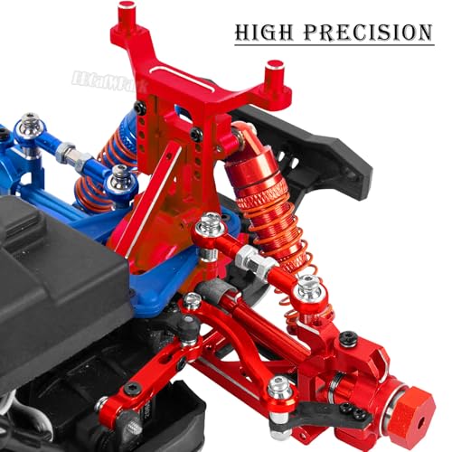 RC Upgrades Part for 1/18 LaTrax Teton,Chassis,A Arms,Drive Shaft Axles,Caster Block,Steering Blocks,Rear Stub Axle Carriers,Links,Differential Housing,Shocks,Shock Tower,Body Mounts,Red