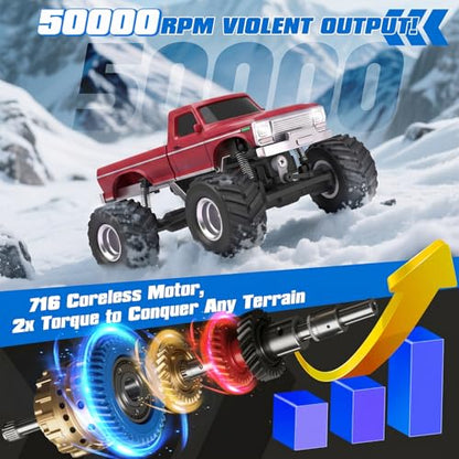 [2026 Upgrade 1/36 Mini RC Crawler, 4WD Micro Off Road Truck | Red Micro RC Crawler, 1/36 RC Crawler Mini RC Truck Toys for Ages 8-14, Birthday Gifts for Boys Girls, RTR 2.4GHz - color: Red