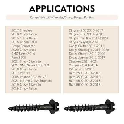 WZP 5PCS Air Box Bolt Screws, BAS01003 GM Air Box Cleaner Intake Retainer Screw, Replace for GM 6509605AA 11549031, Compatible with Dodge, Ram, Chevy (Black)