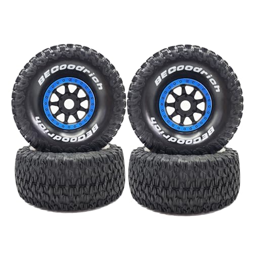 1/7 1/8 RC Short Course Truck Wheels 17mm Hex And Tires OD 5.31" Off Road Tyres For 1:7 1:8 Scale Buggy Truck Car TRAXXAS UDR FS Atom ARRMA Mojave 6S EXB YK4072 DF7 TB7 Upgrades 4PCS (Blue) - color: Blue