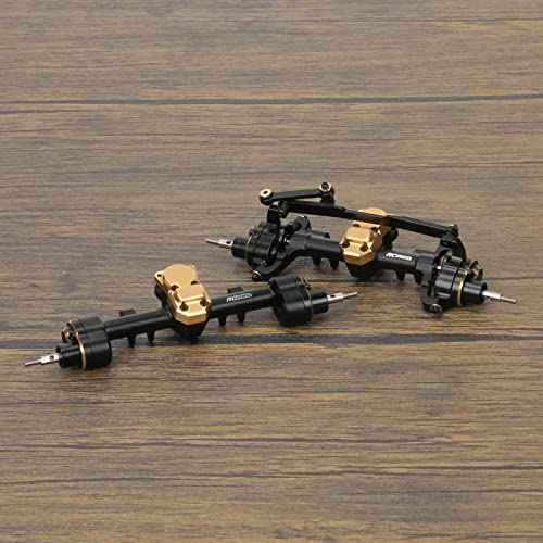 RCAWD Front Rear Portal Axle Set for Axial SCX24 Wrangler Bronco Gladiator C10 Deadbolt Crawlers Upgrade Parts (Black) - color: Black