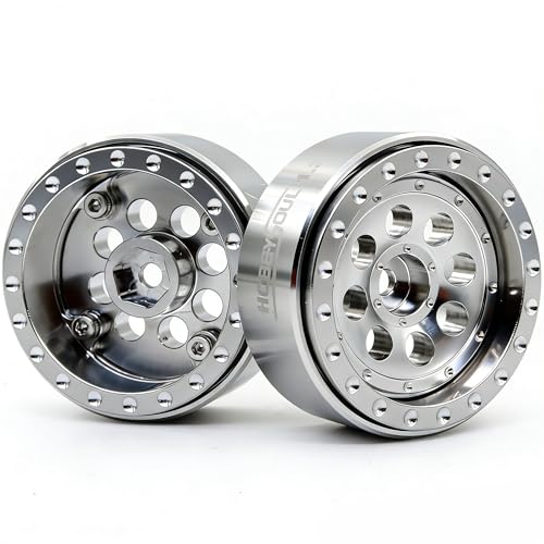 Stainless Steel 1.3 Beadlock Wheels 64g/Rim Fits TRX4M SCX24 | 4-Pack, adjustable offset 304 stainless steel silver rims & 7mm hex hub, upgrade parts for 1/18 & 1/24 micro RC crawler - color: Silver