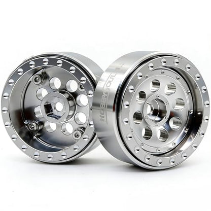 Stainless Steel 1.3 Beadlock Wheels 64g/Rim Fits TRX4M SCX24 | 4-Pack, adjustable offset 304 stainless steel silver rims & 7mm hex hub, upgrade parts for 1/18 & 1/24 micro RC crawler - color: Silver