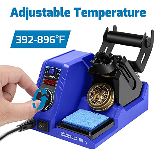 WEP 926LED V1 110W Soldering Iron Station Kit with Solder Wire, 5 Soldering Tips, Tip Cleaner, Tweezers, Desoldering Pump with Precision Temperature Control, Sleep Mode, ℉/℃