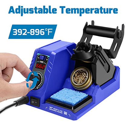 WEP 926LED V1 110W Soldering Iron Station Kit with Solder Wire, 5 Soldering Tips, Tip Cleaner, Tweezers, Desoldering Pump with Precision Temperature Control, Sleep Mode, ℉/℃