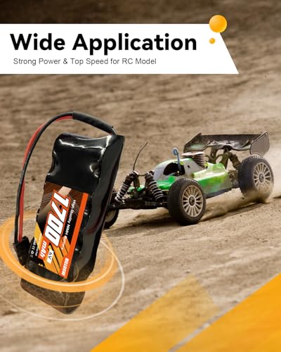 Hilldow 6V 1700mAh NiMH Receiver RX Battery with Hitec Connectors High Capacity Rechargeable Battery Pack for RC Airplanes Aircrafts - color: Straight