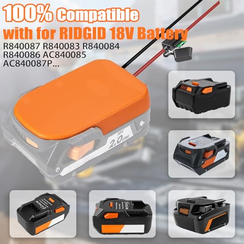【2 Packs】 Power Wheel Adapter for AEG RIDGID 18V MAX Lithium Battery Adapter Power Wheels Battery Converter Kit with Fuses & Wire Terminals, 12AWG Wire, Power Connector for DIY Rc Car Toys - style: for AEG RIDGID Battery