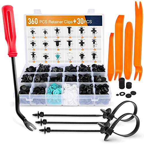 GOOACC - GRC-34 Push Bumper Fastener Rivet Clips with 18 Most Popular Sizes Auto Push Pin Rivets for Benz, BMW, Toyota, Honda, Subaru, Nissan, Mazda etc - color: 360Pcs Clips + Remover