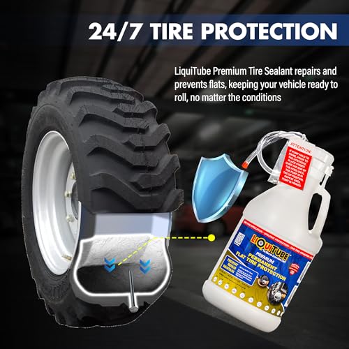 Premium Heavy Duty Tire Sealant - Permanent Flat Tire Protection for Trailer and Off Road Tires - Maintain Air Pressure, Balance - Seal Punctures, Bead, Rim, Tire Weathering Leaks (1 Gal) - size: 1 gal
