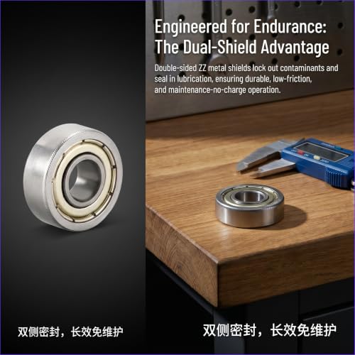 10-Pack 626-ZZ Double Rubber Sealed deep Groove Ball Bearings, 6MMx19MMx6MM, pre-Lubricated, Stable Performance, and Cost-Effective Ball Bearings - size: 626ZZ