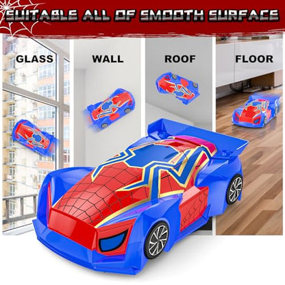 Wall Climbing Remote Control Car Mini, Spider | 360° Rotating RC Stunt Car, Rechargeable RC Cars Toys for 3 4 5 6 7 8 9 10 11 12 Year Old Boys Girls Kids - color: Red&blue Mini