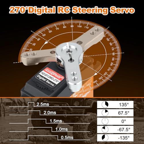 HobbyPark 30kg Waterproof 270 Degrees Servo High Torque Metal Gears Digital for RC Crawler Car, Truck, Robot Project, Arduino, High Voltage 5-8.4V Programmable