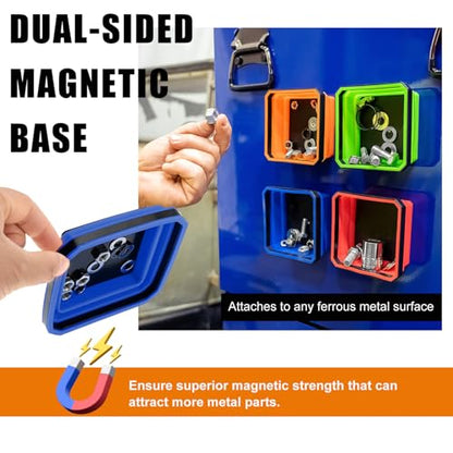 Yourkar Collapsible Magnetic Parts Tray, 4.5 Inch Foldable Magnetic Square Silicone Tray, Tool Tray Set with Double-Sided Magnetic Base for Screw Bolts Nuts Pins, Car Accessories (Blue) - color: Blue, 1 PCS