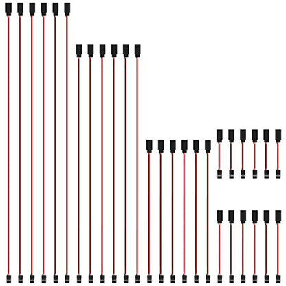 DYWISHKEY 30 Pieces Male to Female 3-Pin Servo Extension Cord Lead Wire Cable Connectors, Servo Remote Control Cables (5 Sizes)
