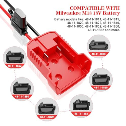 Power Wheel Adapter for Milwaukee M18 18V Battery, Power Wheels Adapters Converter Kit with Fuses & Wire Terminals, 12AWG Wire, Power Connector for DIY Rc Car Toys, Toys Robotics and Rc Truck (4 Pack) - size: 4 Pack