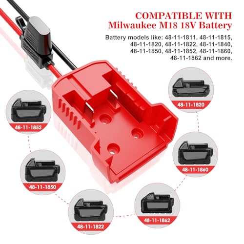 2 Pack Milwaukee M18 18V Battery Adapter Kit with Fuses, 12AWG Wiring Converter Kit for Power Wheels, DIY RC Cars & Robotics - Convert 18V Tool Battery to Kids Ride-On Toys Truck - size: 2 Pack
