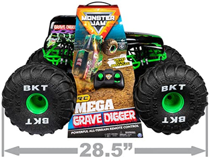 Monster Jam, Official Mega Grave Digger All-Terrain Remote Control Monster Truck with Lights, 1:6 Scale, Kids Toys for Boys and Girls Ages 4-6+ - color: Mega Grave Digger (V1)