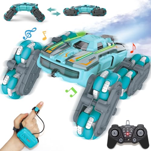 ZMMB 8 Wheel RC Stunt Car with Gesture Control, Spray & LED Lights, Double-Sided Off-Road Vehicle for Boys & Girls Ages 6-14, Ideal Christmas & Birthday Gift - color: 8 Wheel Rc Stunt Car