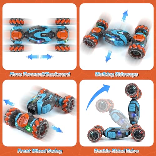 Remote Control Stunt Car for Kids - Gesture Sensing RC Twist Toys, Birthday Gifts for Boys Aged 5-7 8-12 Years Old, 2.4GHz Hand Controlled Off-Road Vehicle with Lights and Music