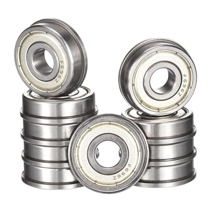 F696ZZ Flanged Ball Bearing, ID 6mm x OD 15mm x Width 5mm Miniature Bearings, Double Metal Shielded Deep Groove Bearings, Pre-Lubricated (GCr15) Chrome Steel 10pcs - size: F696ZZ 6mmx15mmx5mm