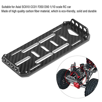 RC Battery Mount Plate, Aluminium Alloy Carbon Fiber Battery Protective Plate 15.5x6.2x1.5cm/6.10x2.44x0.59in Mounting Board for 1/10 Scale RC Car (Black) - color: Black