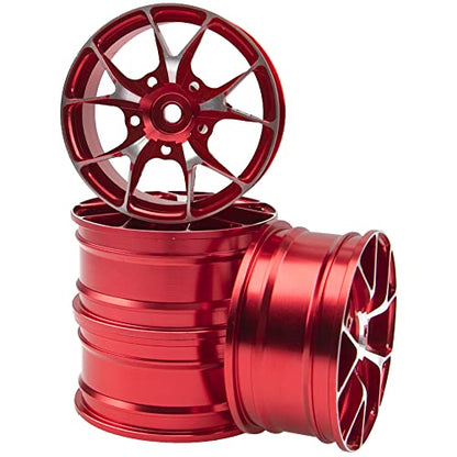 ShareGoo Metal Wheel Rims RC 12mm Hex Hubs 1/10 RC Drift On-Road Racing Touring Wheel Rim Compatible with HSP Tamiya Kyosho RedCat Sakura WLtoys Universal 1/10 RC Scales (Red) - color: Red