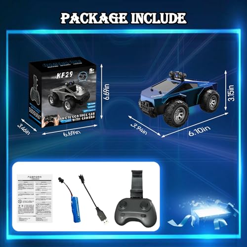 Remote Control Car, 1/28 RC Monster Truck Toys with 720P HD FPV Camera, High Speed All-Terrain Racing Vehicle with Blinking Body Lights for Adults, Kids, Boys, Dual Control Modes