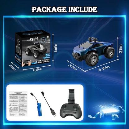 Remote Control Car, 1/28 RC Monster Truck Toys with 720P HD FPV Camera, High Speed All-Terrain Racing Vehicle with Blinking Body Lights for Adults, Kids, Boys, Dual Control Modes