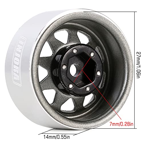 INJORA Stamped Steel 1.0 Beadlock Wheel -3.78mm Offset for Micro Crawlers - color: Grey