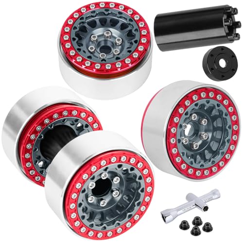 RC 1.9 Dually Beadlock Wheels Rims w/Adjustable Offset for 1/10 TRX4 TRX6 SCX10 SCX10 II 90046 SCX10 III AXI03007 SCX10 Pro Gen7/8 D90 VS4-10 MST CFX RC Crawler Car,4Pcs Alloy Rim,Titanium - color: Titanium - (Wheels Rims)