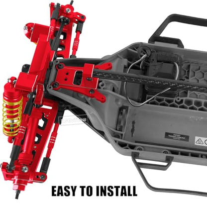 RC Chassis Brace Kit Upgrades Part for 1/10 Slash 4x4 LCG,Slash 4x4 LCG VXL,Rustler 4x4,Rustler 4x4 VXL,Alloy Aluminium w/Carbon Fibre Chassis Brace,Red - color: Red(1set)