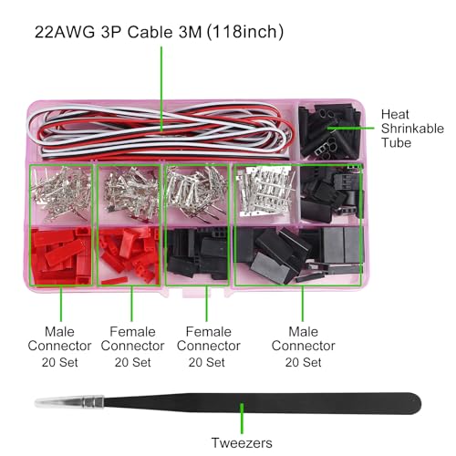 40 Sets JST Servo Connector Kit Servo Plug Male Female Connector Crimp Pin Cable Kit Compatible JST SYP Futaba for Hitec Spektrum RC